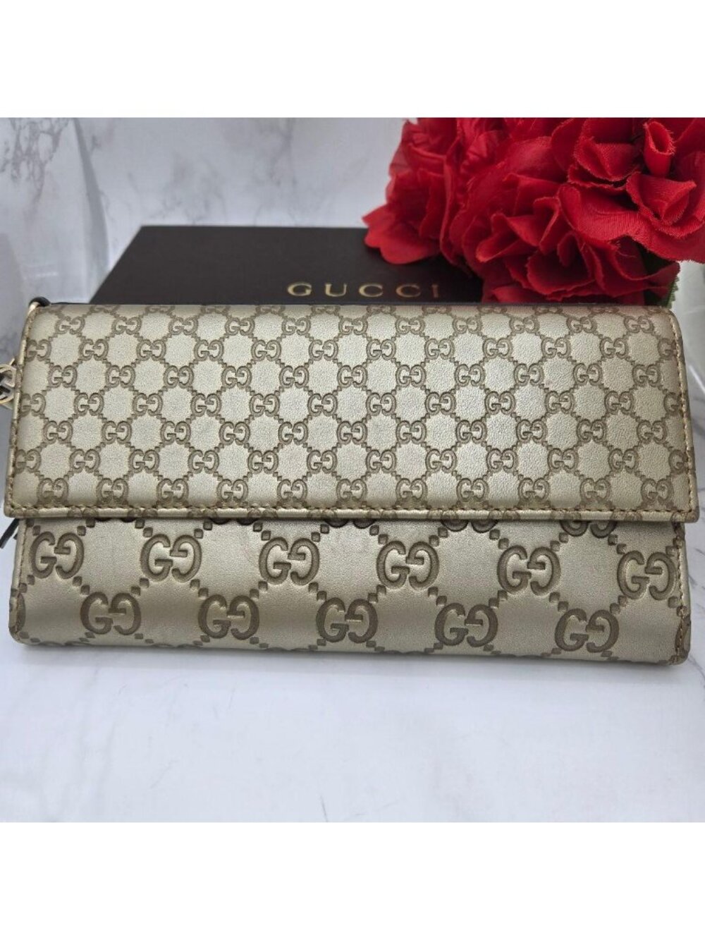 Gucci Guccissima Wallet GG Charm Gold